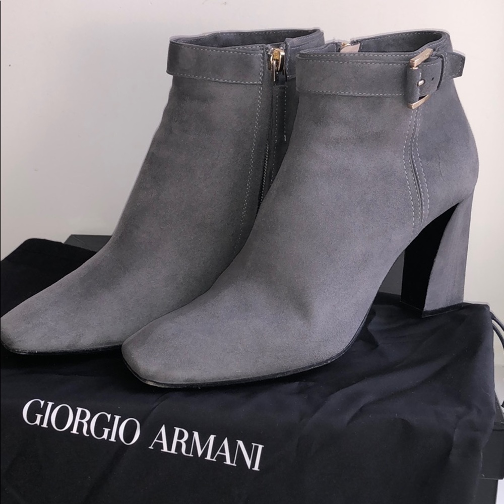 Giorgio Armani Grey Suede Bootie